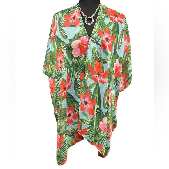Tropical Floral Kimono, One Size - Picture 1 of 4